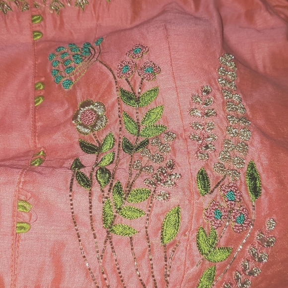 Vintage Boho Chic Bollywood Beaded Silk Cotton Embroidered Gypsy Maxi Dress - Picture 5 of 6
